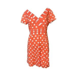 Boden Regatta Red White Polka Dot V Neck Dress Short Sleeve 6P